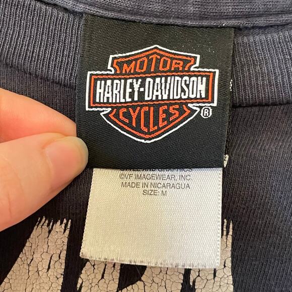 Harley-Davison M Athens, Ohio long sleeve t-shirt motorcycle casual punk gray - Picture 4 of 8